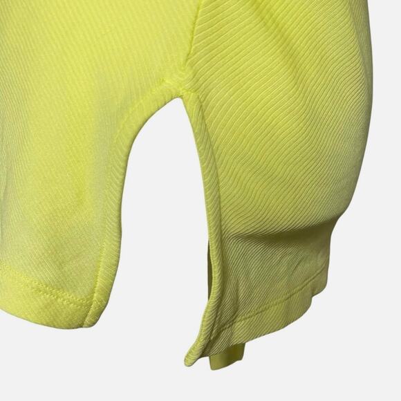 Helmut Lang, Draped One Shoulder Ribbed Knit Top, Charlock Yellow, Size Small - Picture 6 of 9